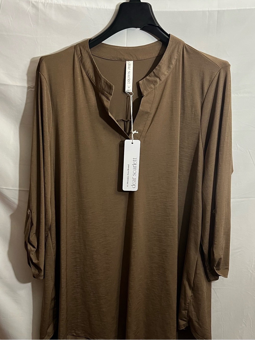 Scarlett Women's Olive-Brown Split Neck Tunic